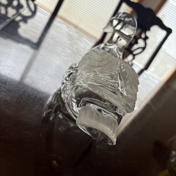 Beautiful Crystal Duck Shape Trinket Dish w/ Lid, Clear and Frosted 10" x 6" - Picture 4 of 8